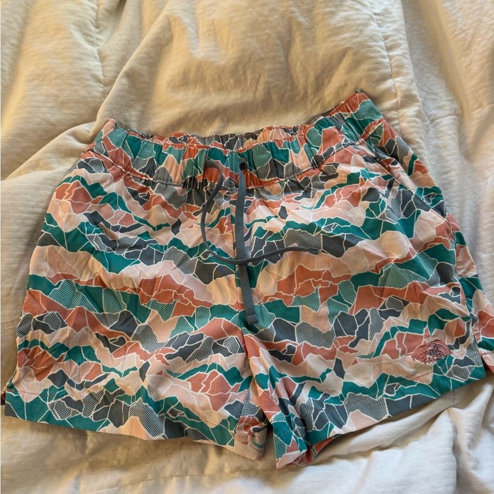 The North Face Green and Orange Athletic Shorts